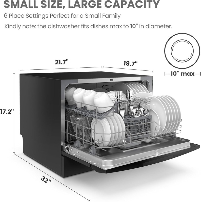 COMFEE’ Countertop Dishwasher, Energy Star Portable Dishwasher, 6 Place Settings gallery