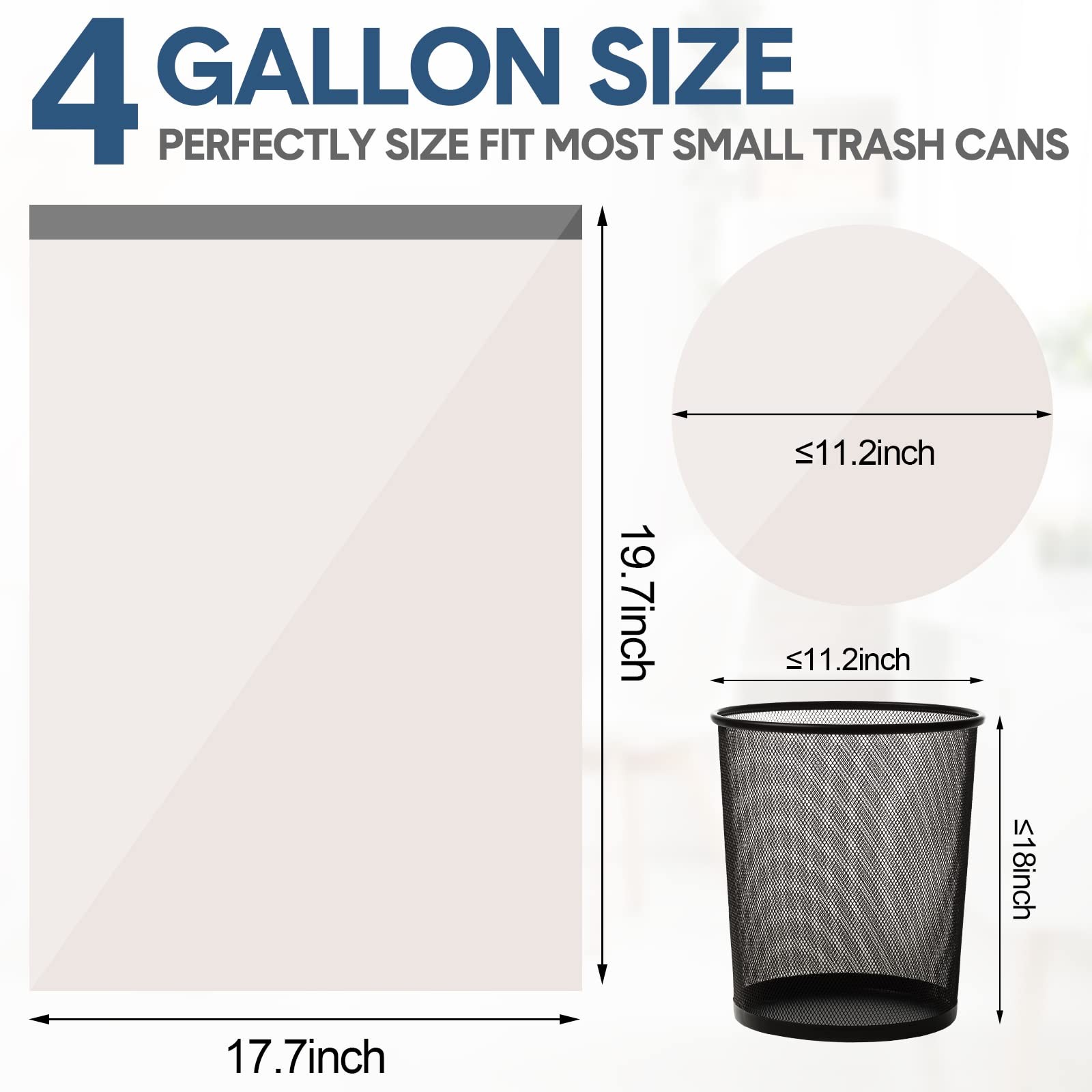 4 Gallon 480 Count Small Trash Bags Bulk Drawstring Plastic Small Garbage Bag... gallery