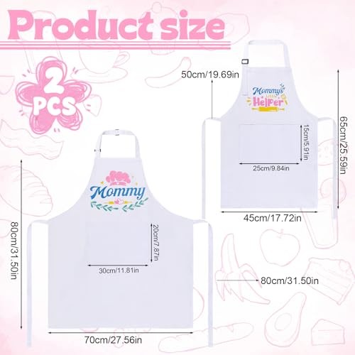 2 Pcs Adults Kids Matching Apron Set, Funny Mommy and Me Mommy-mommy‘s Helper gallery
