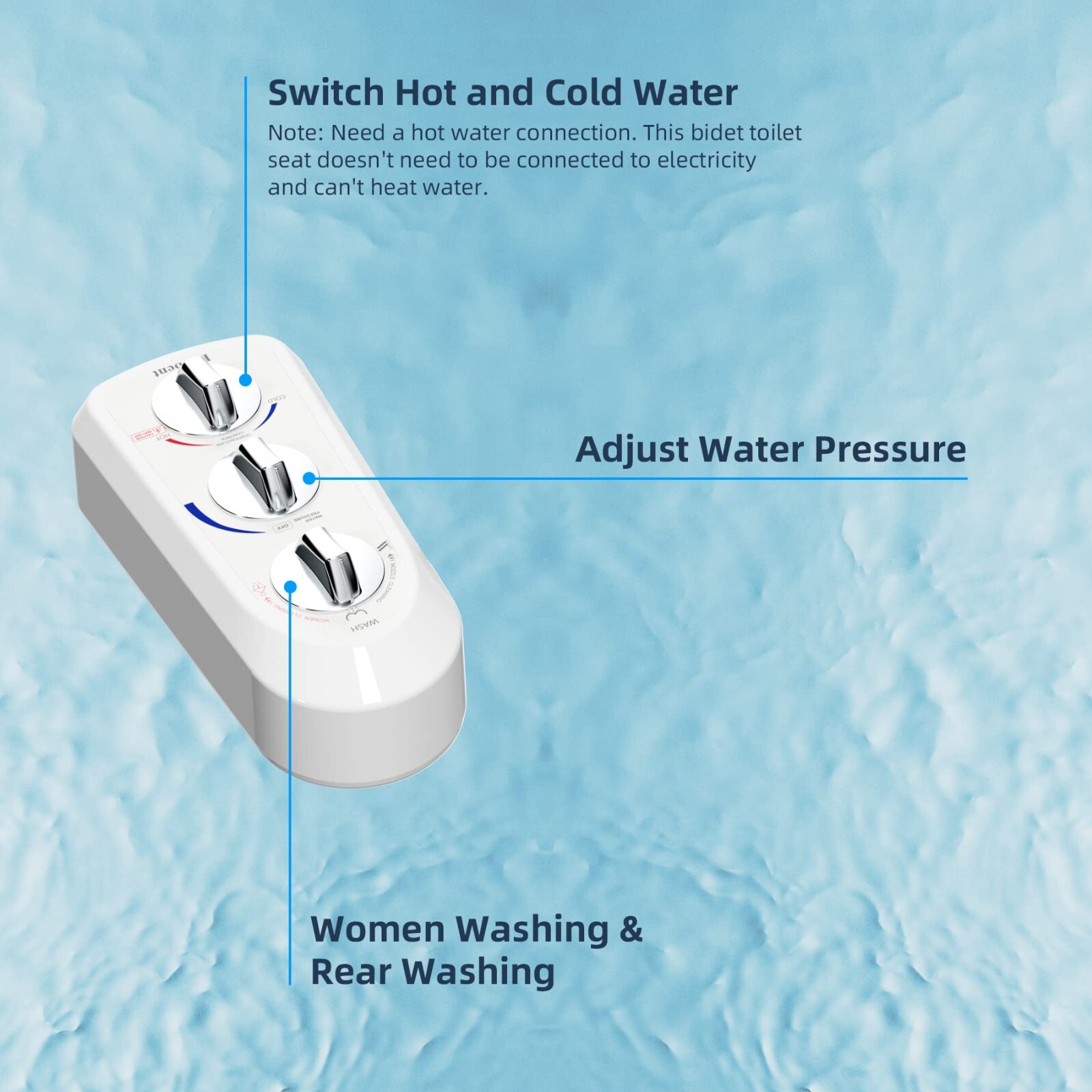 Hot and Cold Water, Self-Cleaning, Non-Electric Bidet Attachment for Toilet Seat gallery