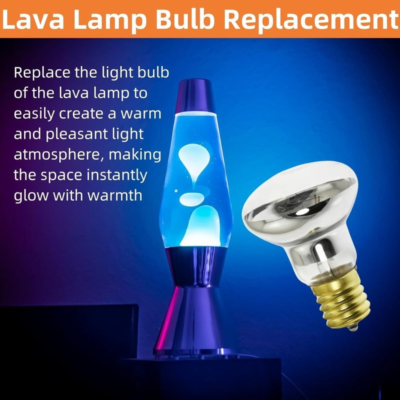 2 Pack Lava Lamp Bulb R39 E17 25W Reflector Bulbs for Bedroom and Silver gallery