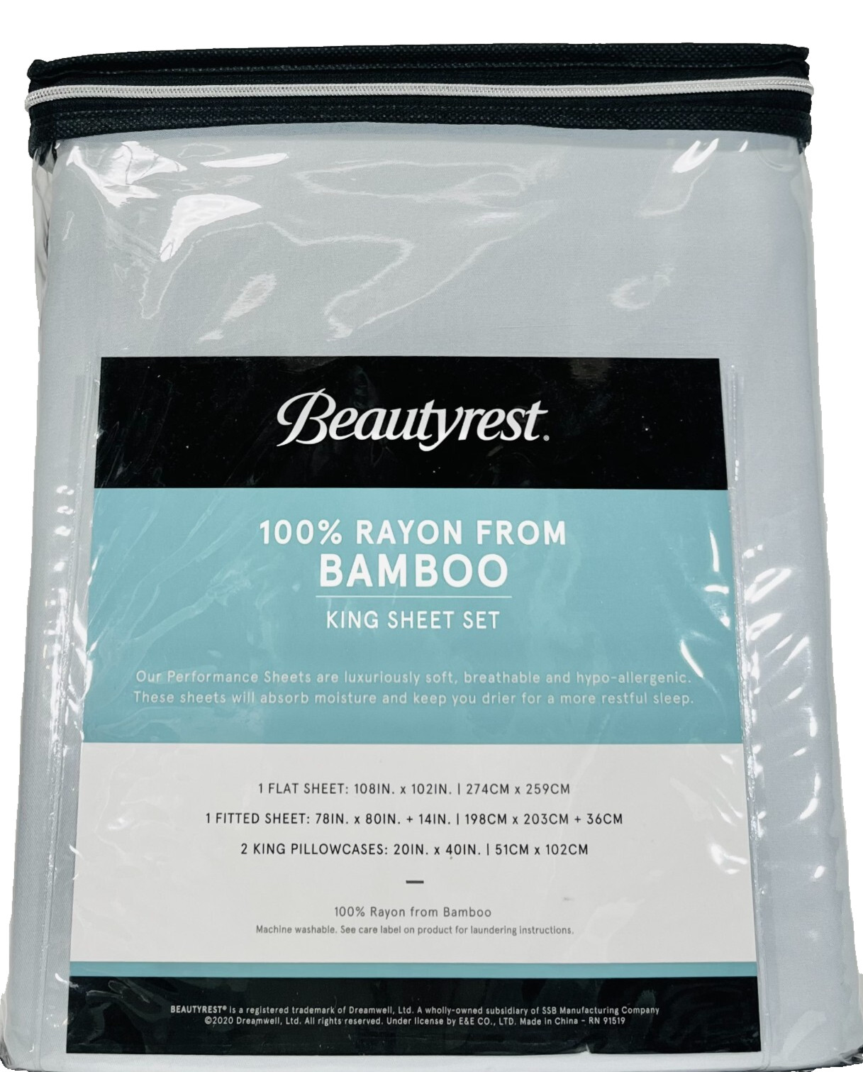Gray Blue King 100% Rayon from BAMBOO 4P Sheet Set Beautyrest Hypo-allergenic gallery
