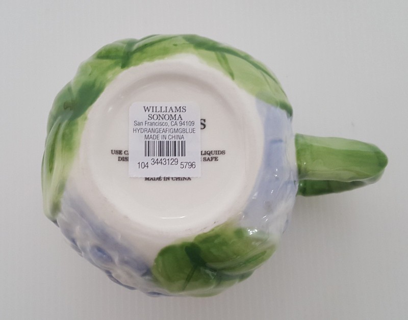 Williams Sonoma Figural Hydrangea Mug 15 OZ NEW Blue Flower Spring Easter gallery