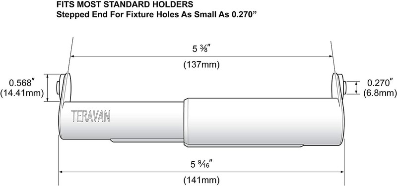 Teravan Extender for Extra Large Toilet Paper, Silver/Chrome, 1 Unit gallery