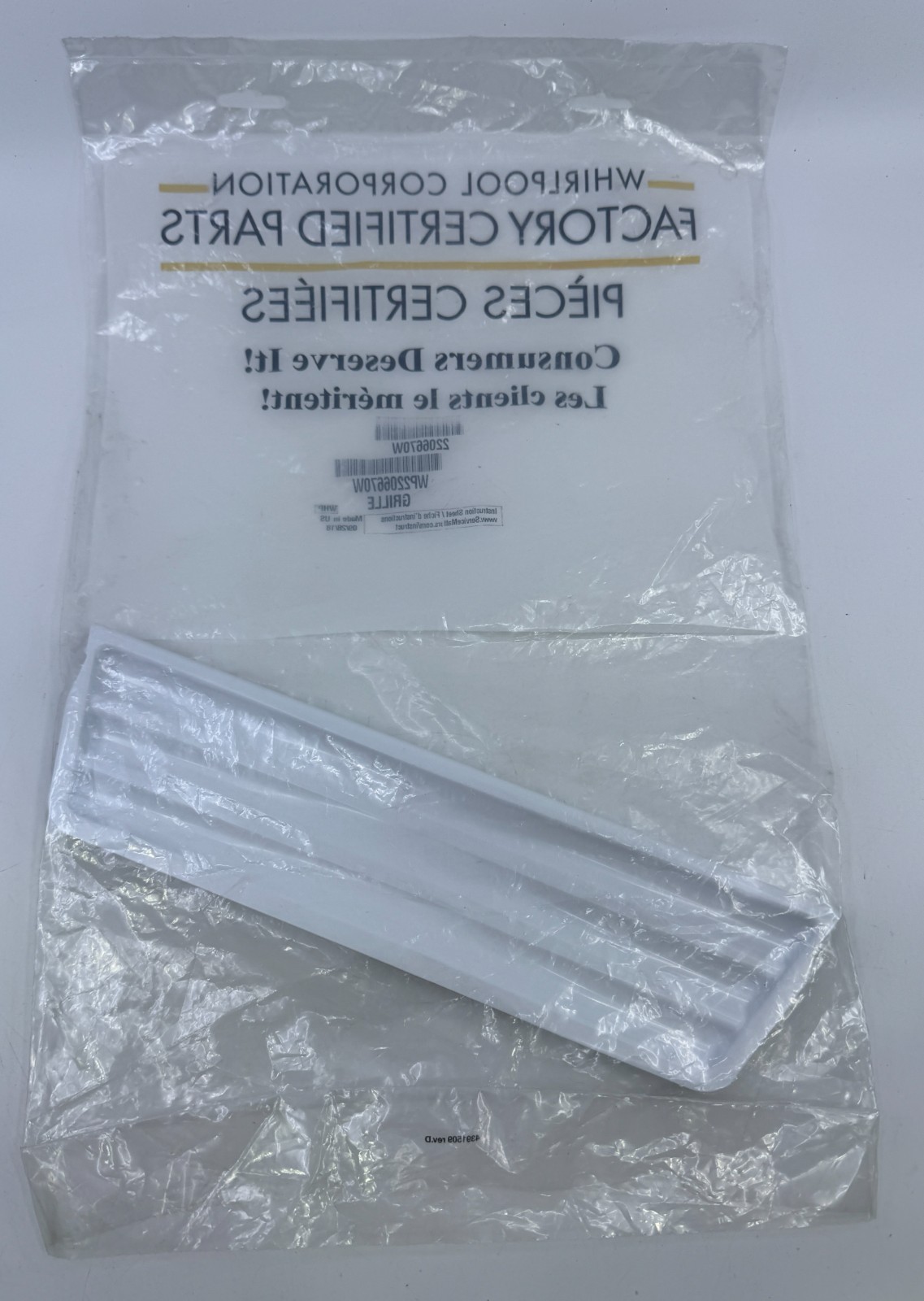 Whirlpool Refrigerator Dispenser Overflow Grille White WP2206670W Genuine OEM gallery