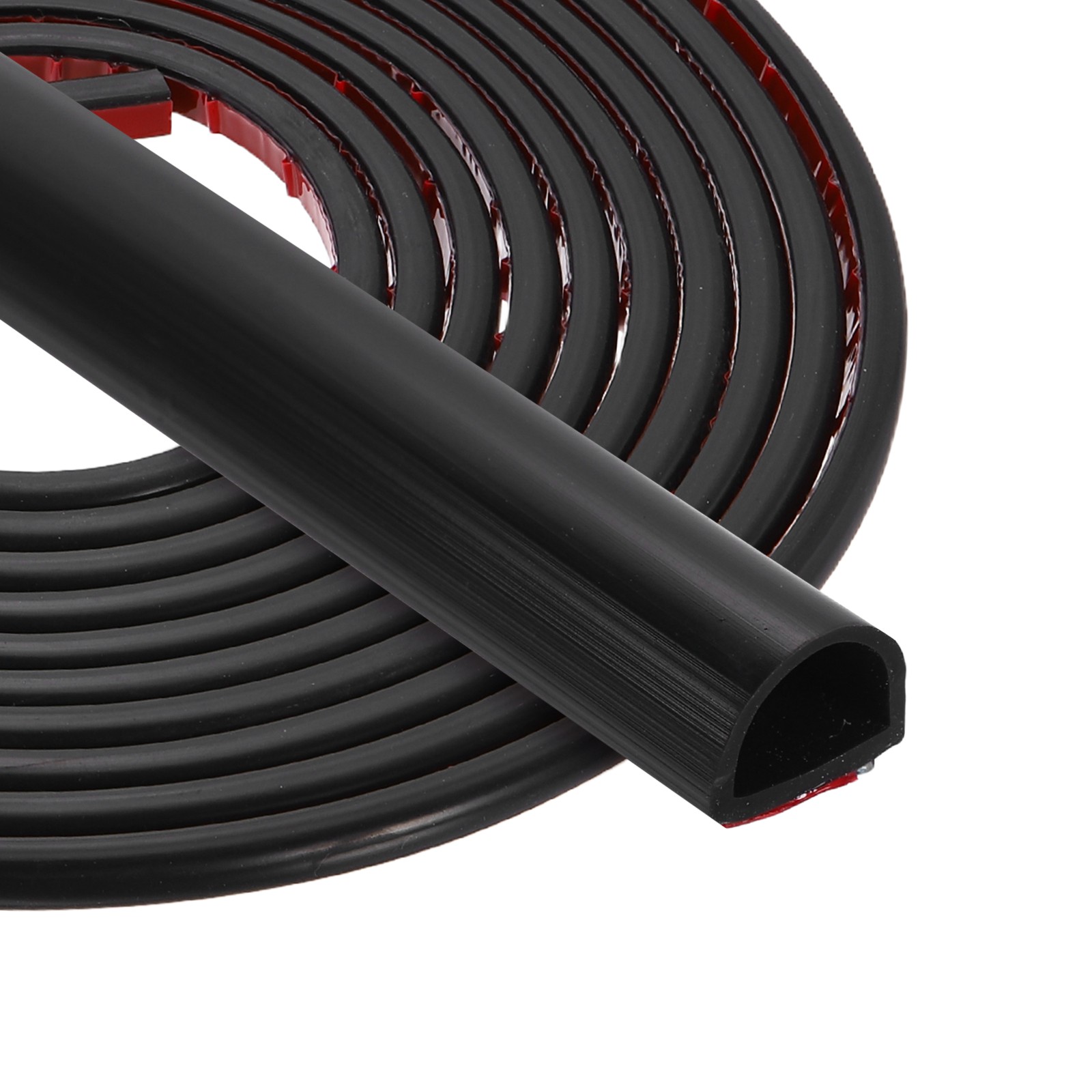 16.4FT Silicone D Shape Weather Stripping, Self Adhesive Doors Seal, Black gallery