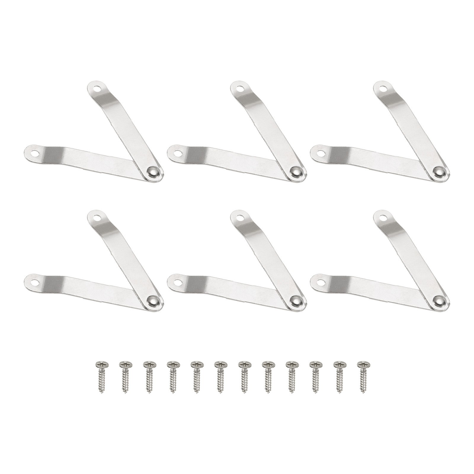 10pcs Lid Folding Support Hinges Silver(Folded L 2.6"/65mm, Plate W 0.4"/10mm) gallery
