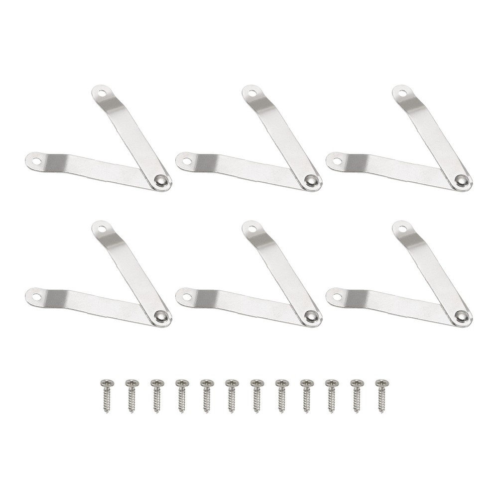 10pcs Lid Folding Support Hinges Silver(Folded L 2.6"/65mm, Plate W 0.4"/10mm)