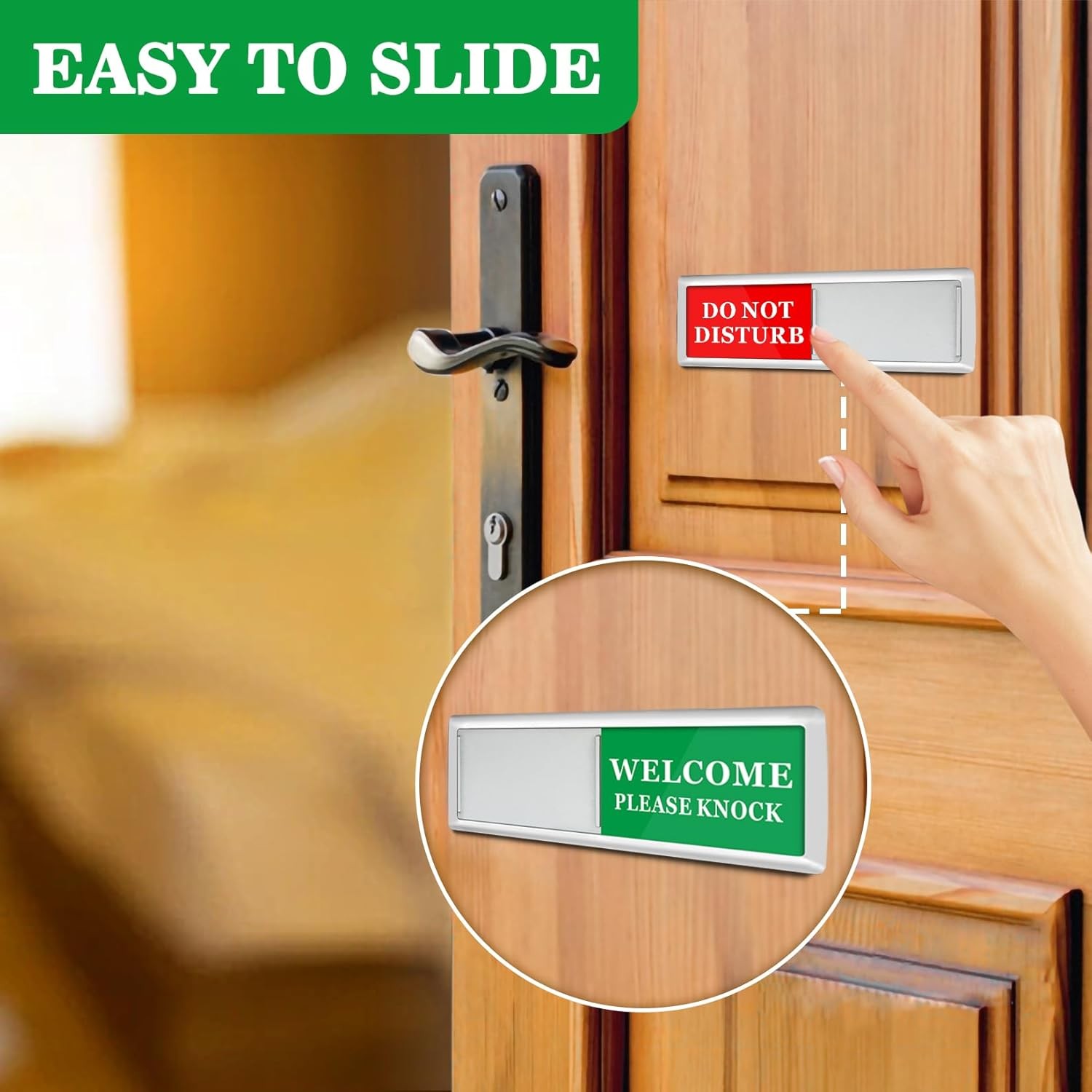 Do Not Disturb Door Hanger Sign - Meeting in Progress Green, Red gallery