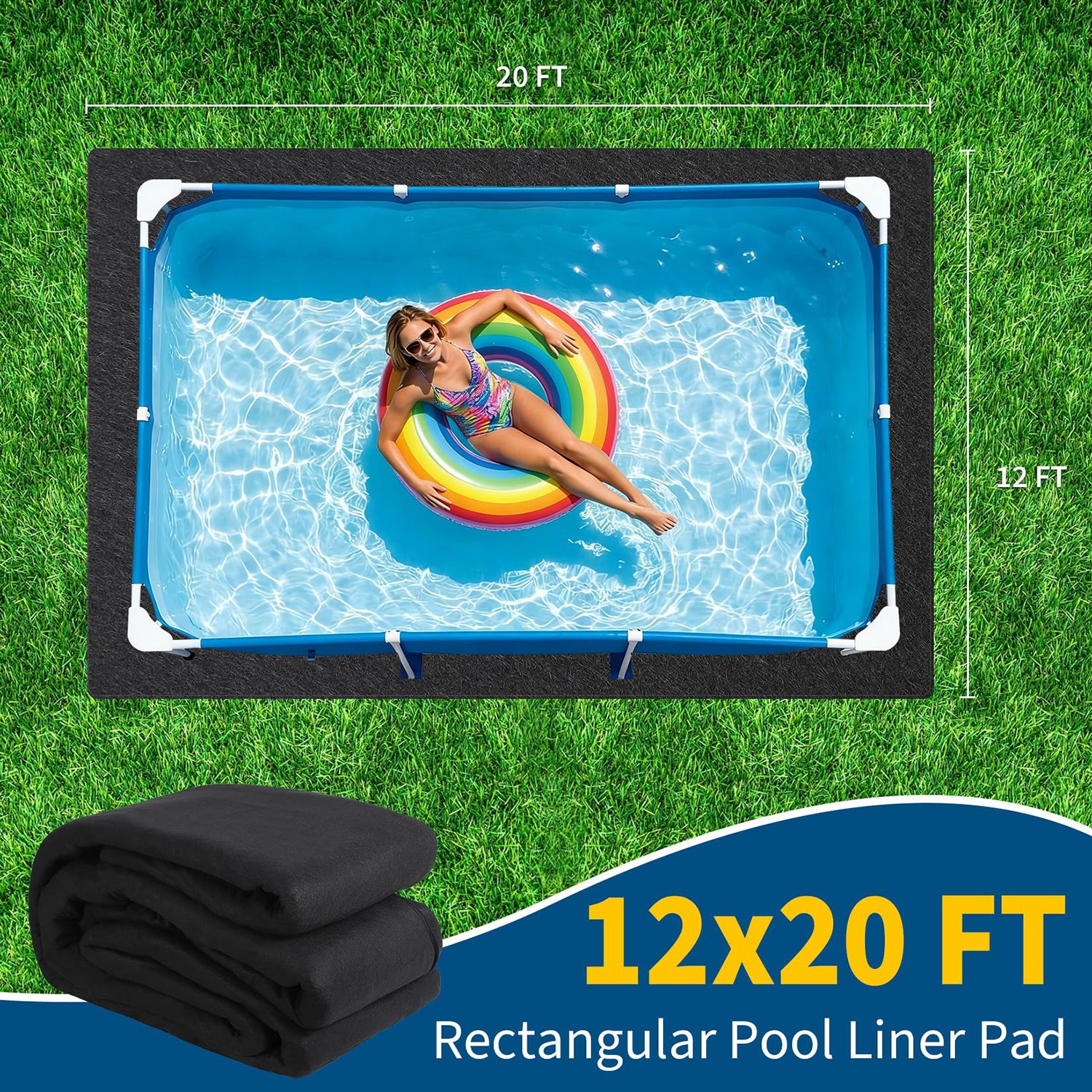 Rectangle Heavy Duty Pool Liner Pad For Above Ground Swimming Pools Protect gallery