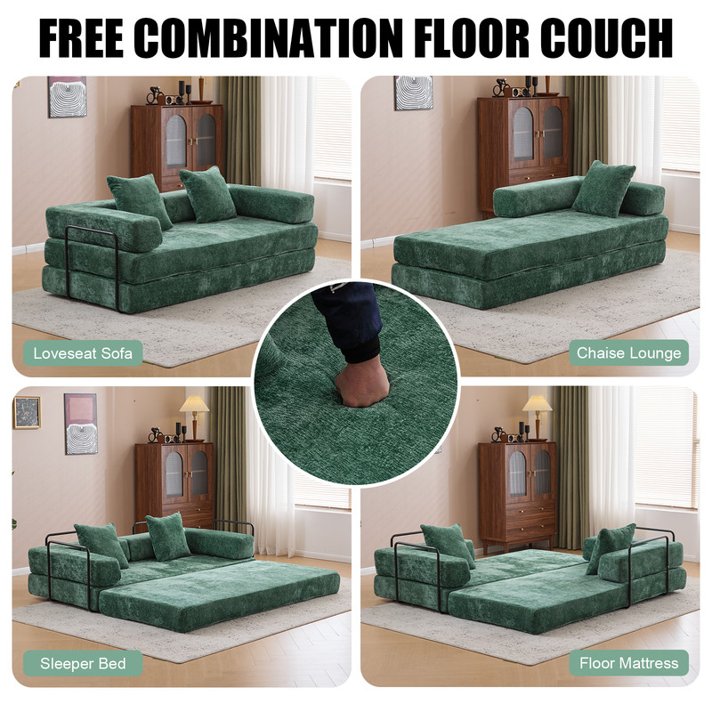 Floor Couch,Compression Sofa,Convertible Floor Sofa Bed-with Pillow Back Support gallery