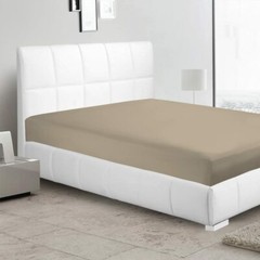 Solid Taupe 1 Piece Fitted Sheet 600 TC Cotton Elastic All Around Its Edge