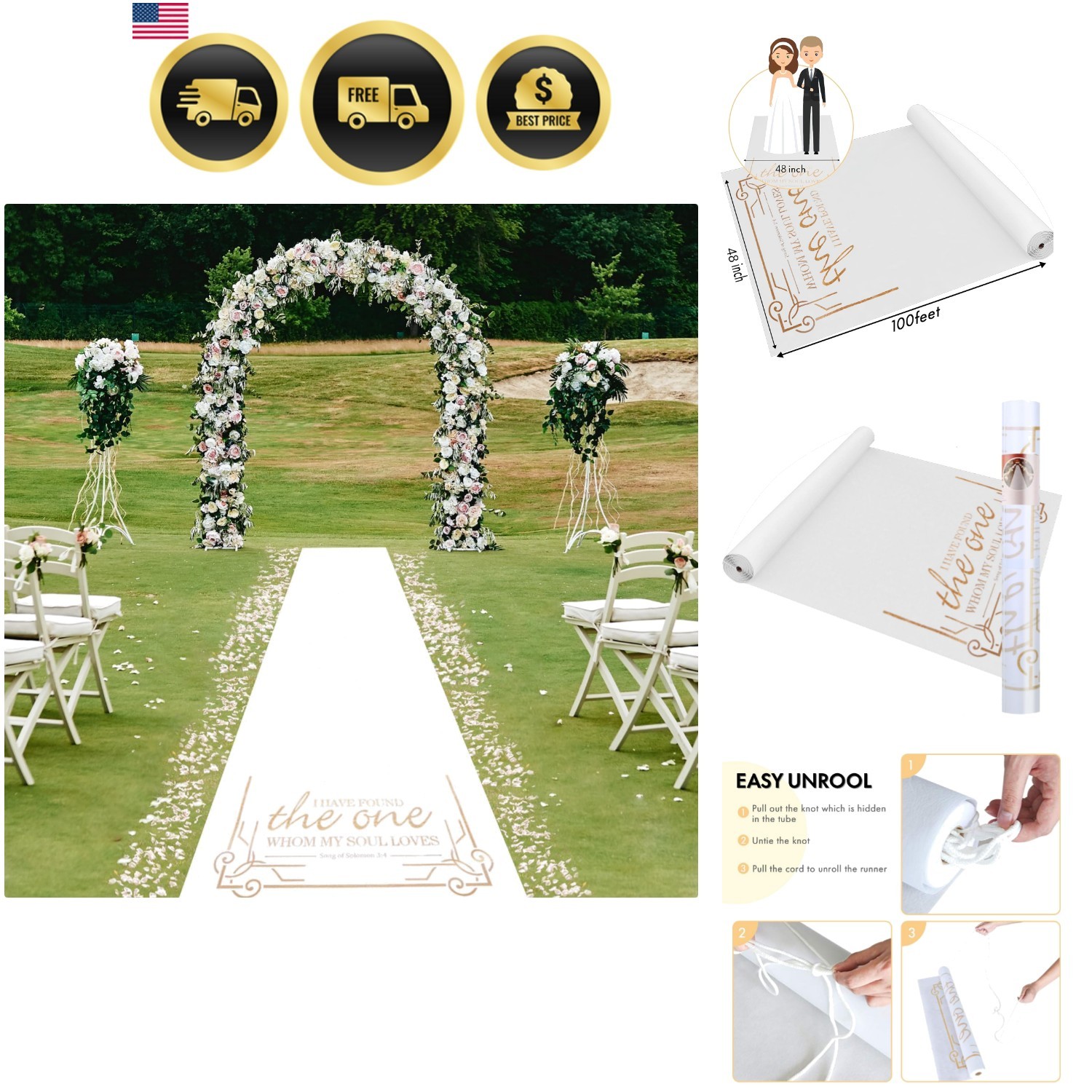 Thickened Aisle Runner for Wedding CeremonyFeet White Aisle Runner Walkway fo... gallery