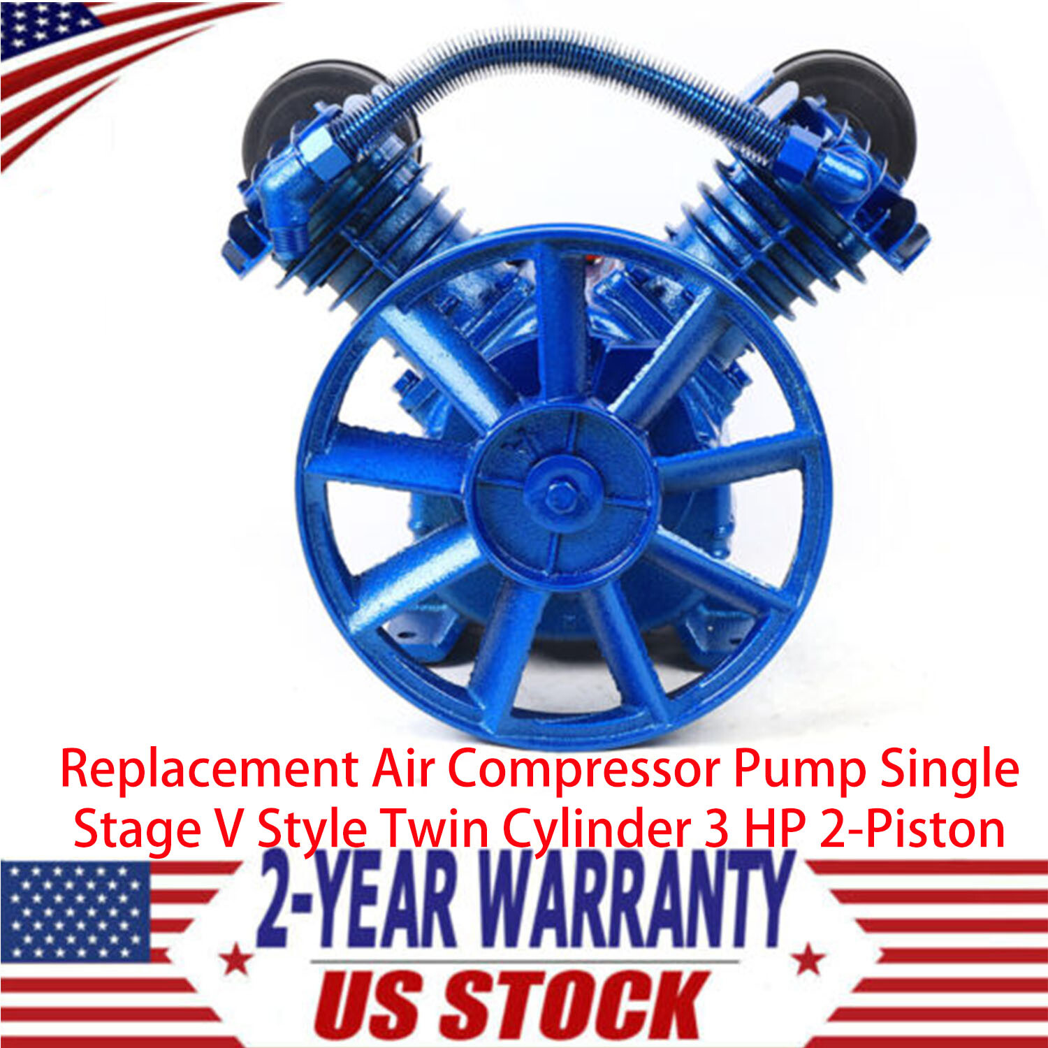 Replacement Air Compressor Pump Single Stage V Style Twin Cylinder 3 HP 2-Piston gallery