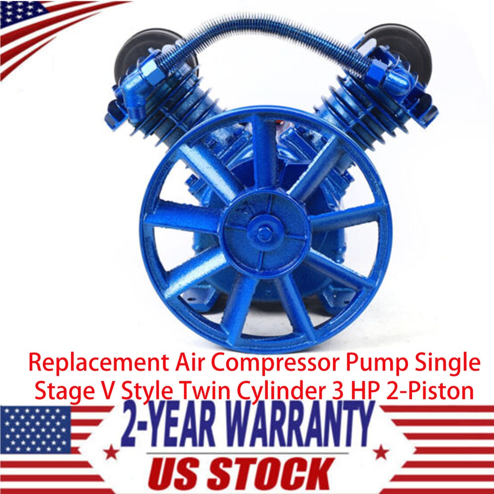 Replacement Air Compressor Pump Single Stage V Style Twin Cylinder 3 HP 2-Piston