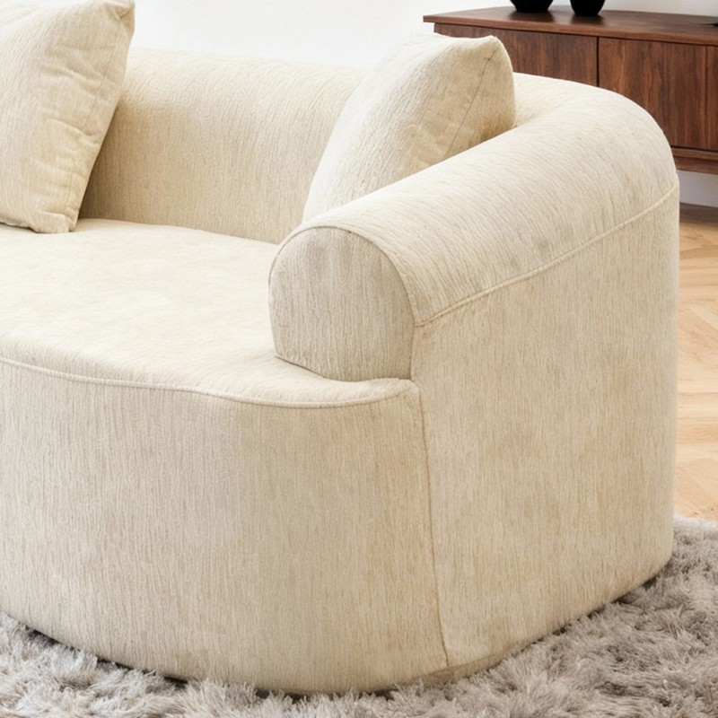 Curved Boneless Sofa,Compression Modular 106'' Sectional,White High-Density gallery