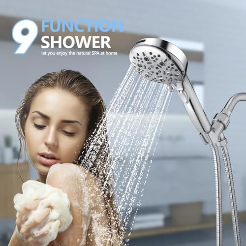 Shower Head with Handheld, 9-Setting High Pressure Shower head with Silver gallery