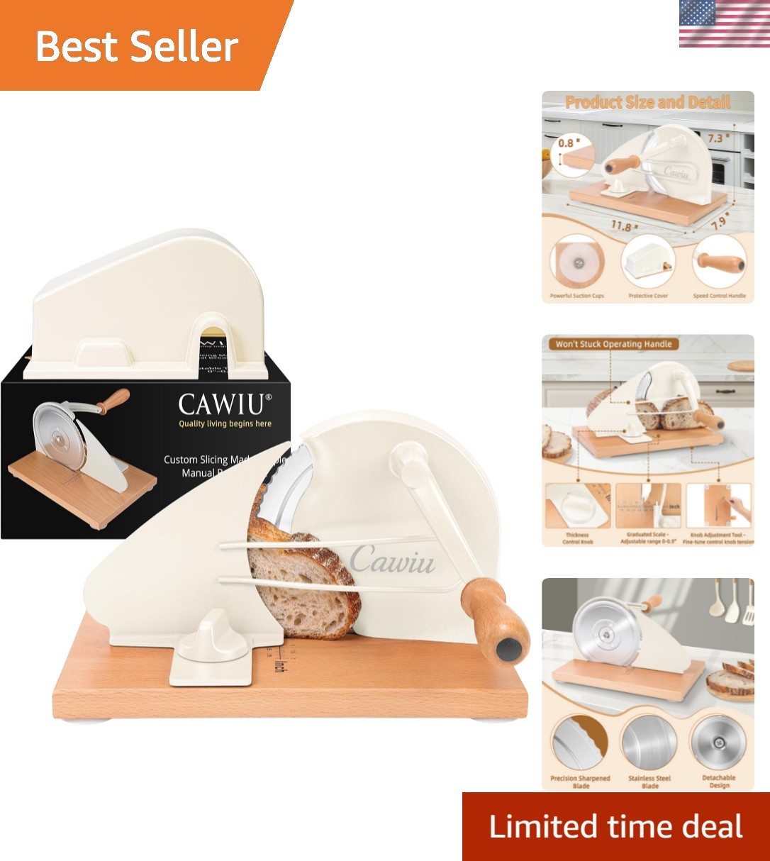 Upgraded Manual Bread Slicer for Homemade Sourdough Bread - Adjustable Thickn... gallery
