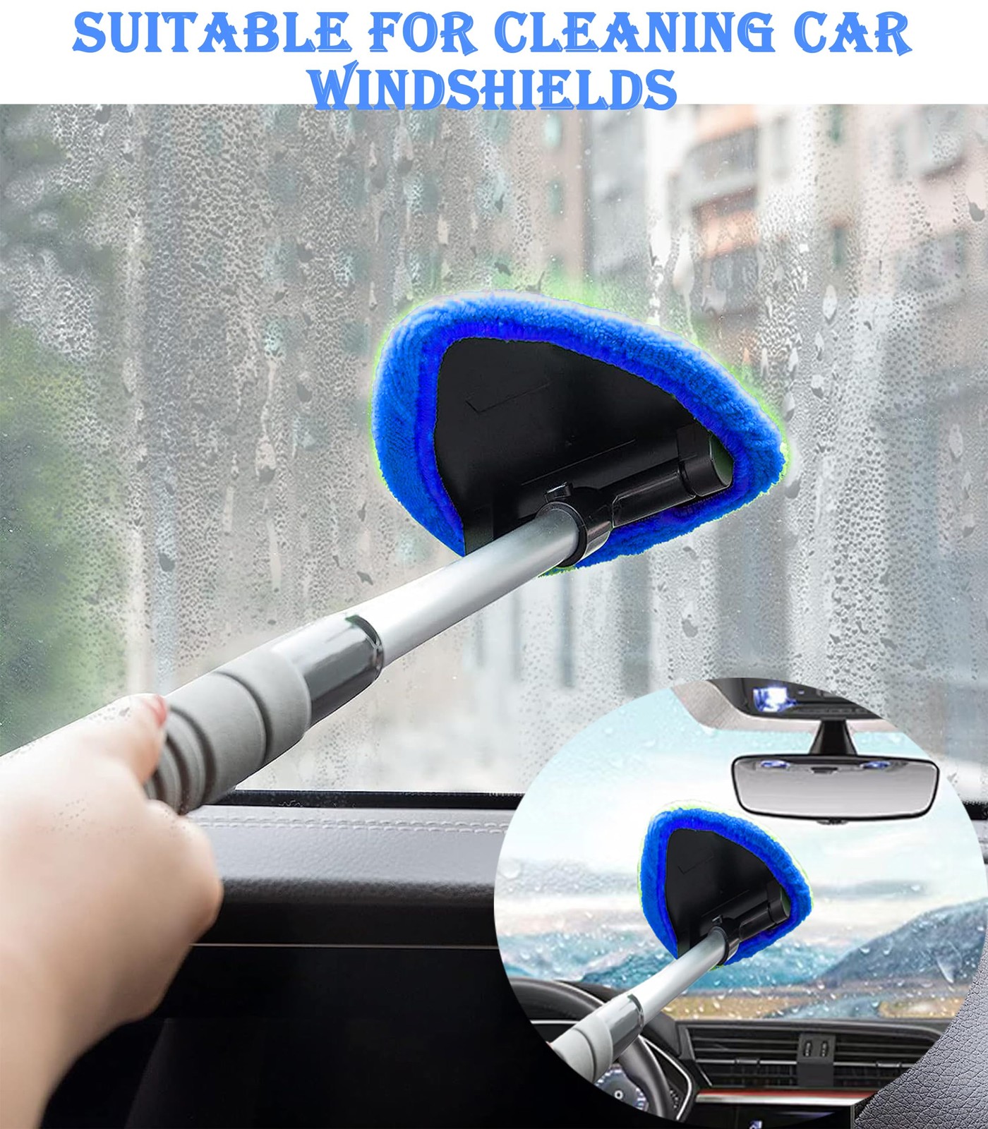 Windshield Cleaner Tool With Reusable Microfiber Pads - Car Window Glass Wipe... gallery