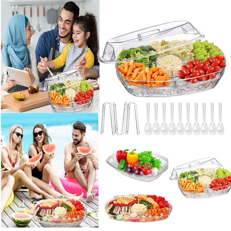 Chilled Garnish Tray w/ 6 Compartments – Ice Cooled Condiment Serving Caddy gallery