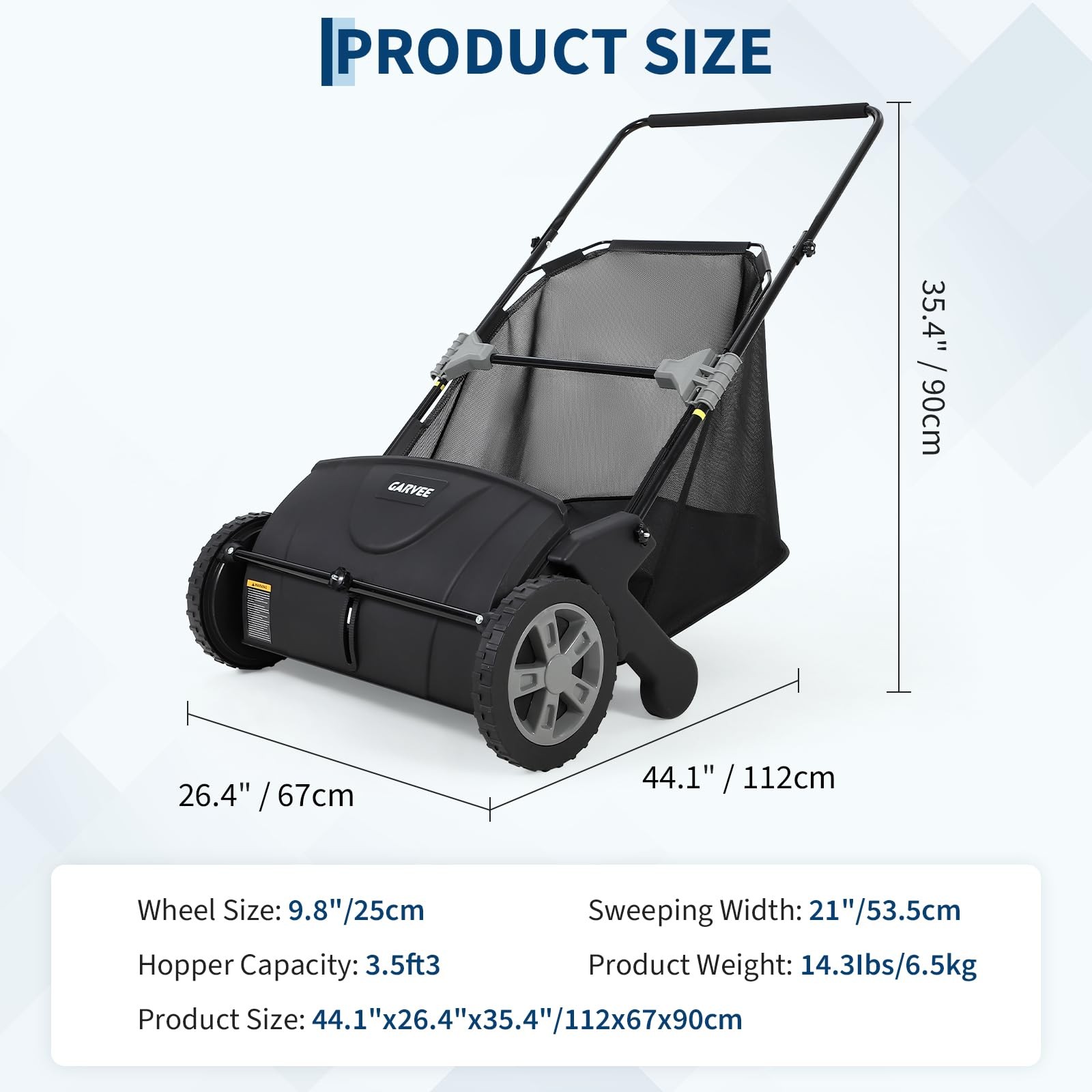21" Manual Push Lawn Sweeper 3.5 Cu. Ft. Hopper Capacity Leaf & Grass Collector gallery