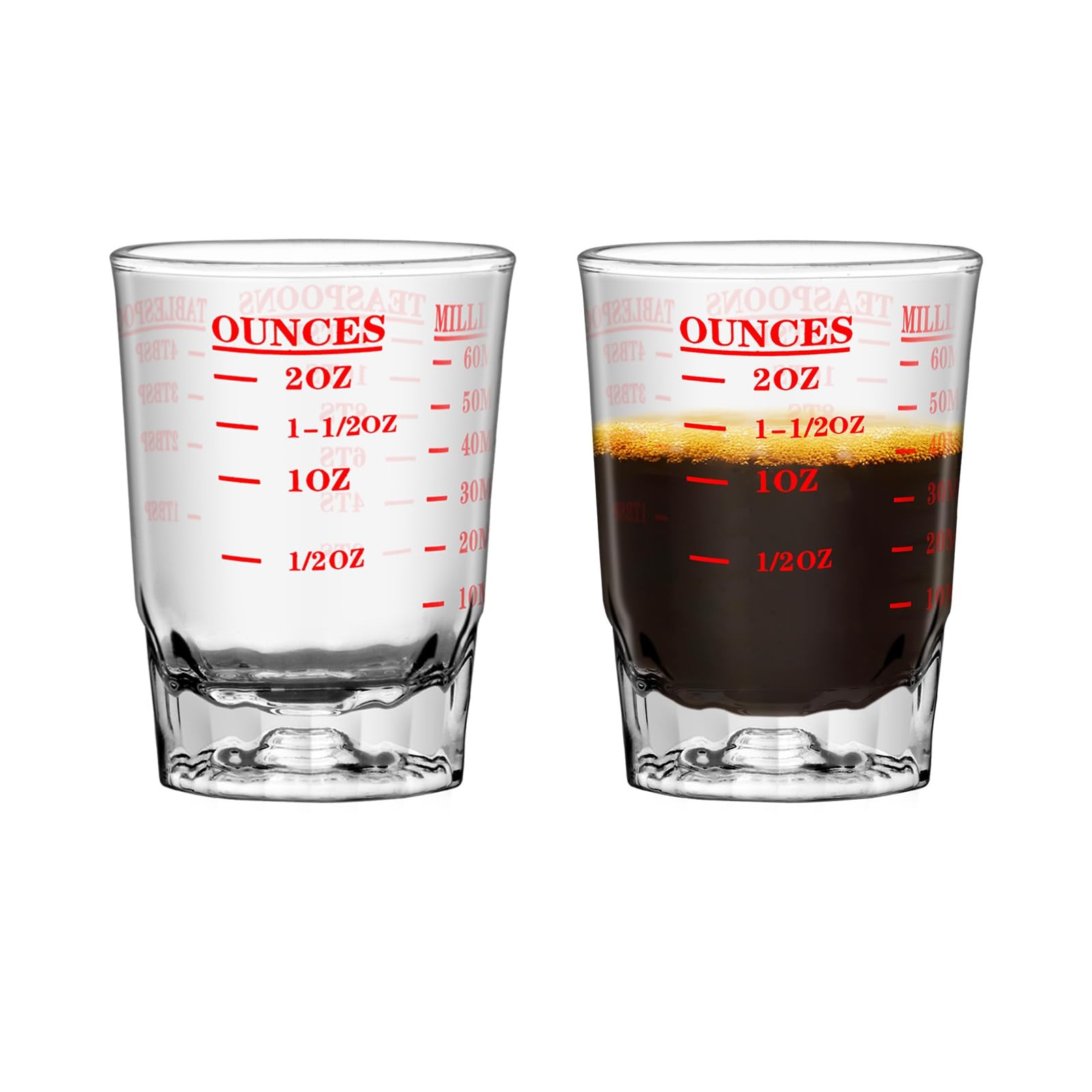 2Pcs 2 OZ 4 Features Shot Glasses Measuring cup Liquid Heavy Glass Wine Glass... gallery