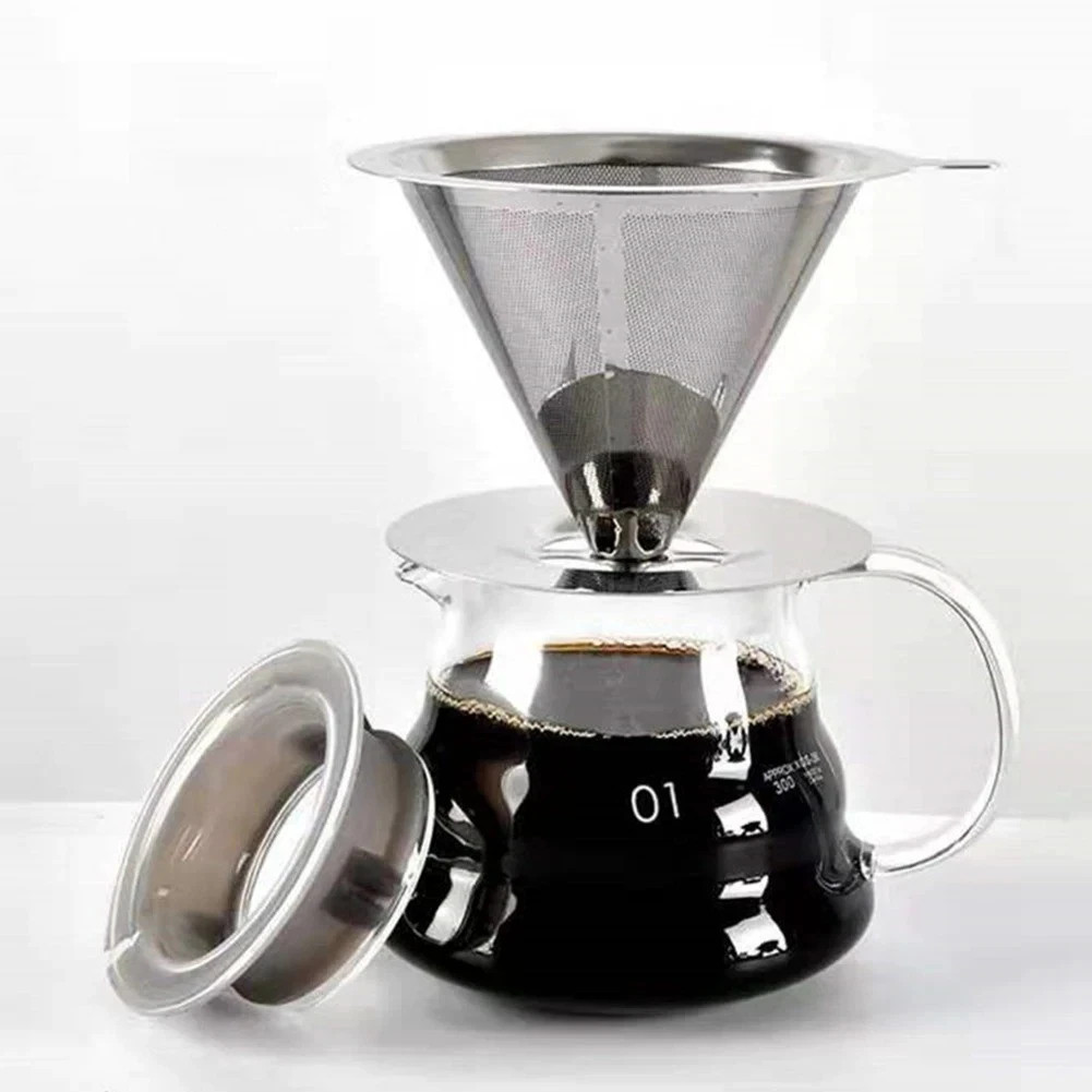 Pour Over Coffee Dripper Slow Drip Paperless Coffee Filter Double Mesh Stainless gallery
