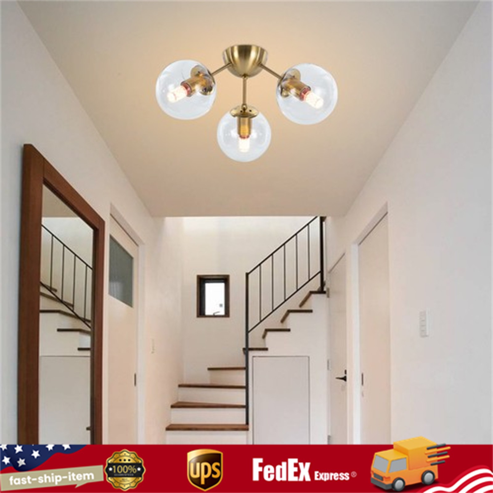 3 Heads Gold Ceiling Light ‎modern Ceiling Lamp Flush Mount Lighting Fixture gallery