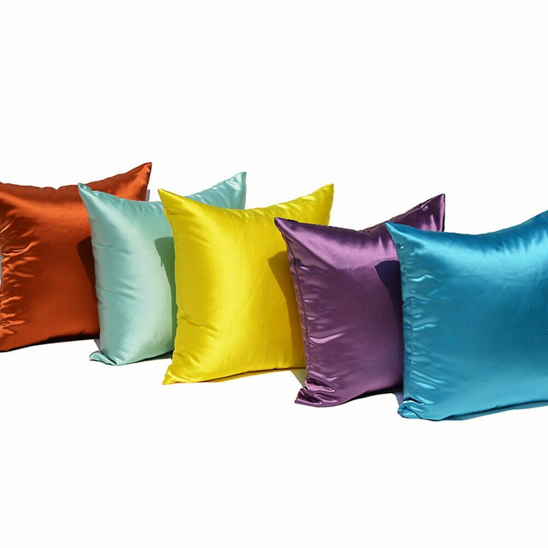 Satin Throw Pillow Solid Color Square Home Sofa Decor Pillow Cushion Cover 18x18 gallery
