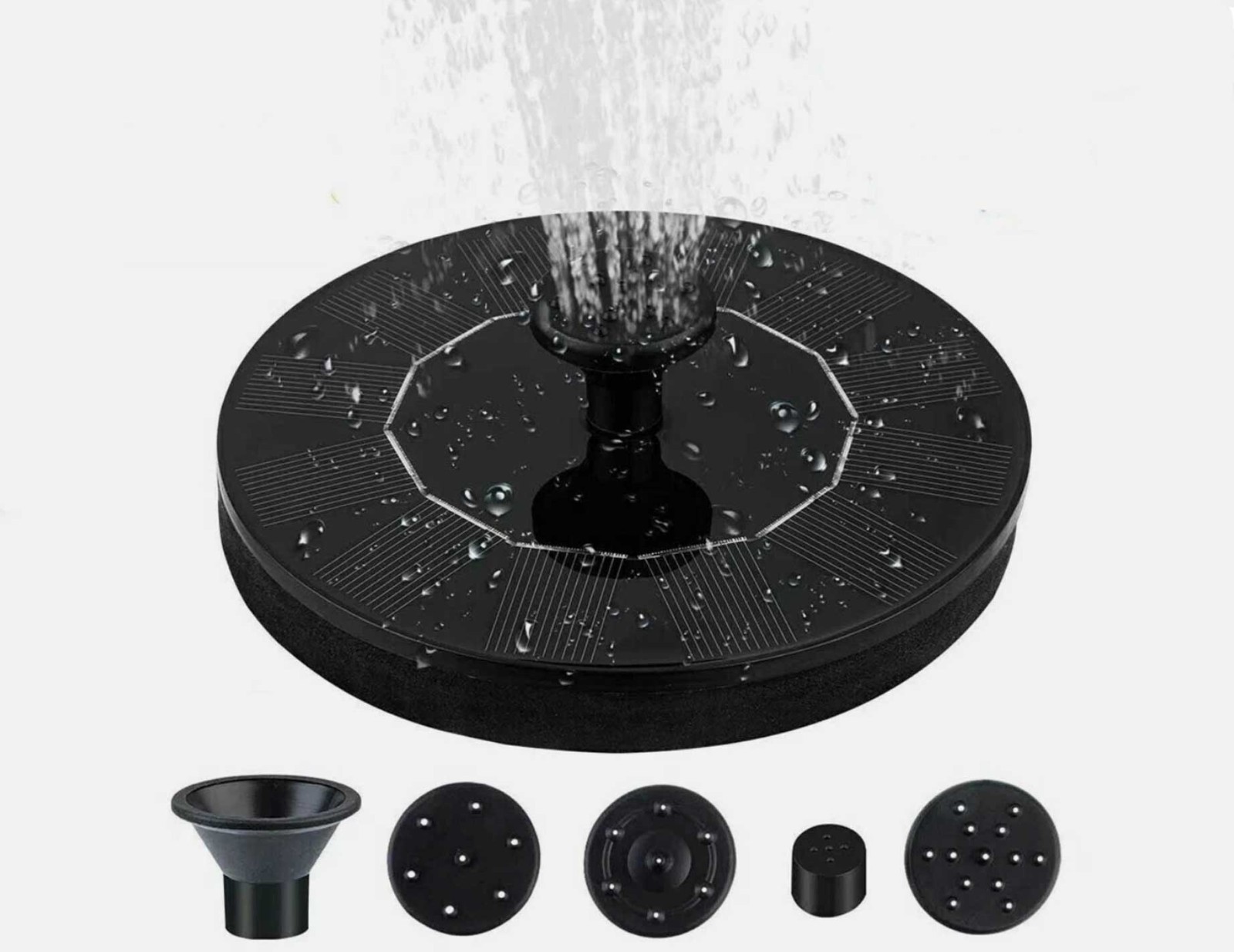New Solar Powered Bird Bath or Pond Fountain with 4 Nozzles Free US Shipping gallery