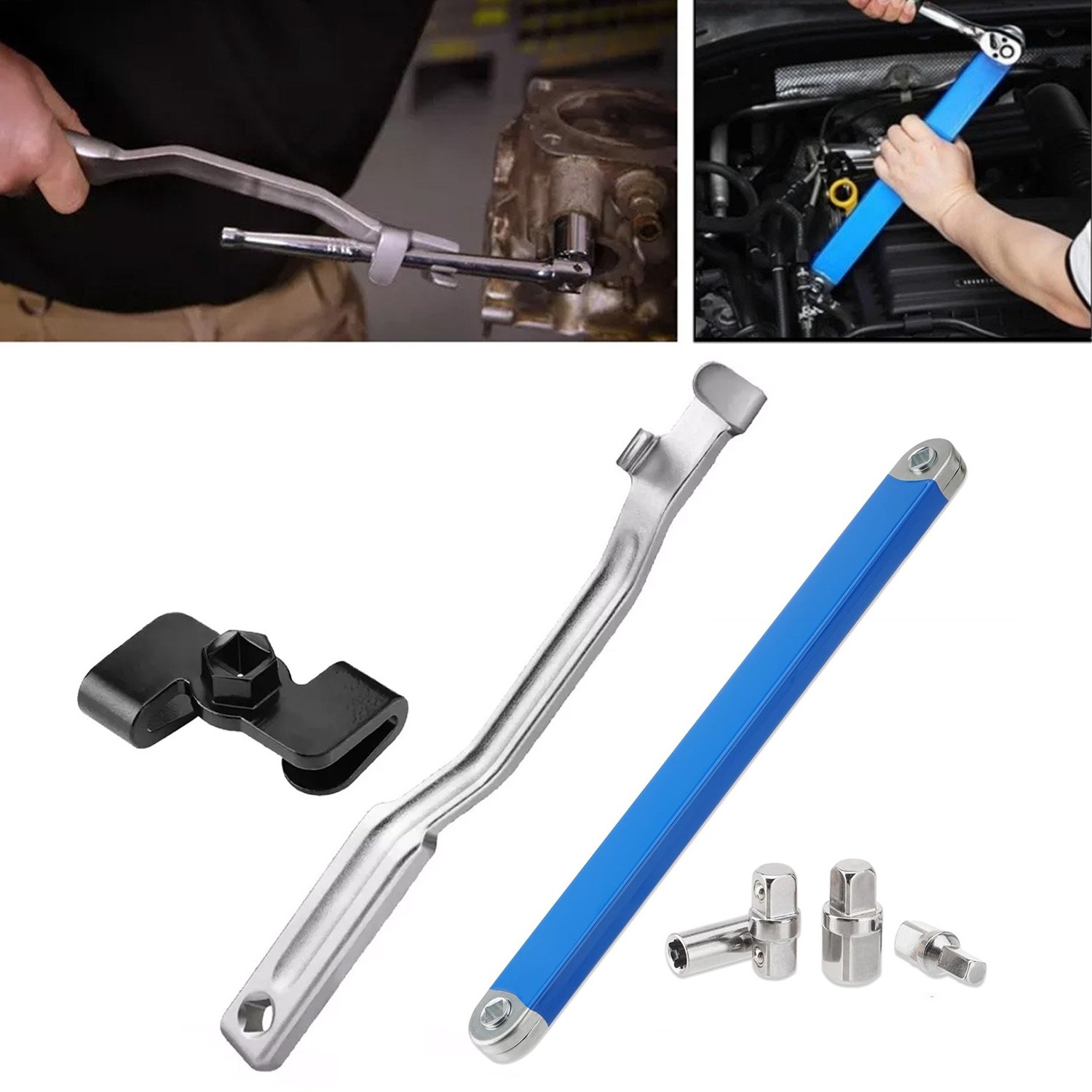 3 in 1 Wrench Extender Tool 1/2" Torque Adaptor 15'' Offset Extension Wrench Set gallery
