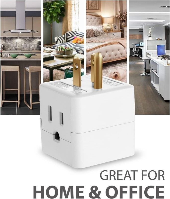 [3 PACK] 3 Outlet Extender Indoor Grounded AC Power Wall Tap Travel Adapter Plug gallery