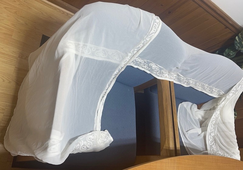 CROSCILL DISTINCTION EMBROIDERED SCROLL LINEN/CREAM (1) SCARF VALANCE 41X216 gallery