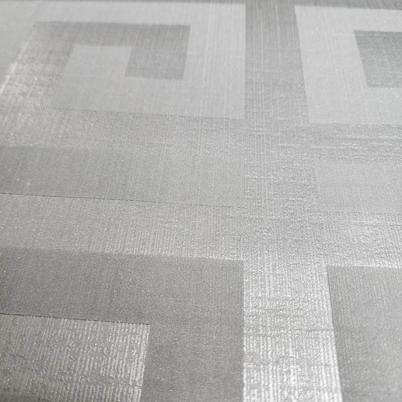 Geometric gray silver metallic matte greek key textured geo wallpaper 3D CR33400 gallery