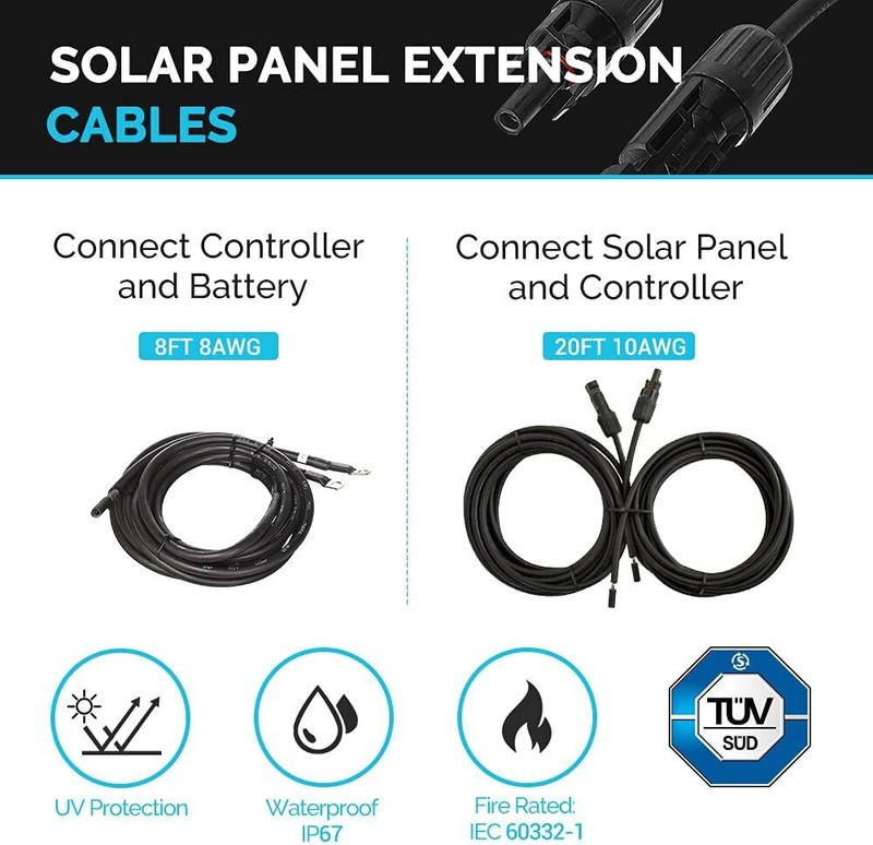 Renogy 100W 12V Solar Panel Starter Kit Monocrystalline Solar Panel+30A LCD PWM gallery