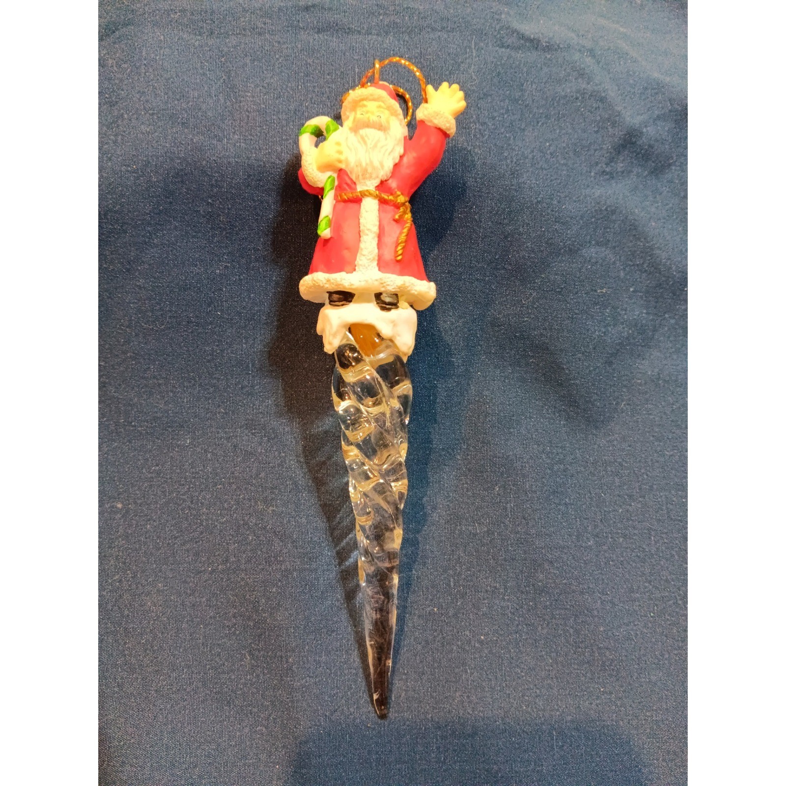 Avon Gift Collection Icicle Fun Ornament Santa With Candy Cane 1995 gallery