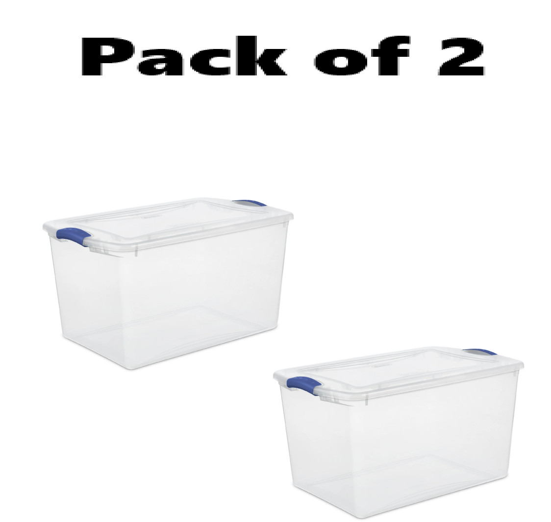 (Pack of 2) Stackable Plastic Tote Box Storage Containers Bin 66 Quart, Storage gallery