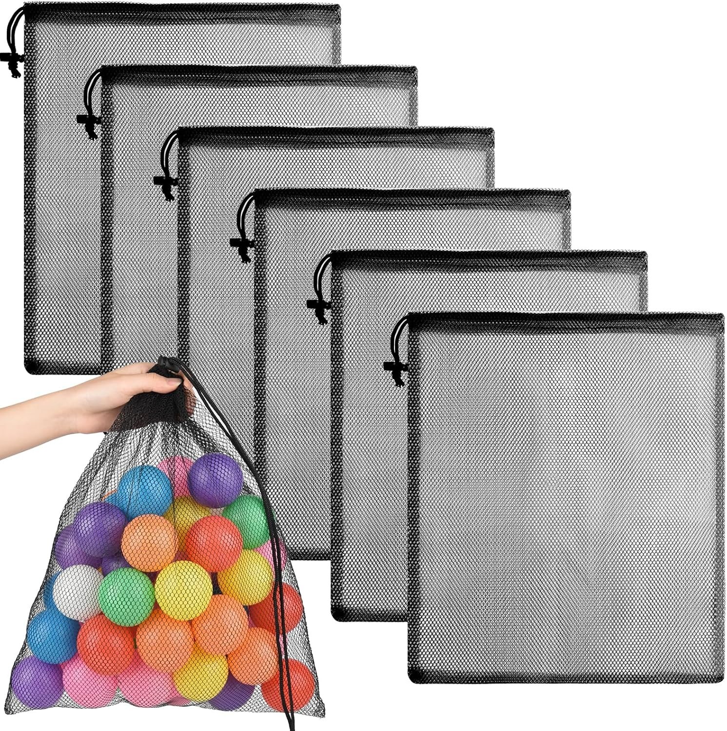 6 Pcs Mesh Bag Drawstring Mesh Laundry Bags, 18 x 12 Inch Nylon Drawstring Bag gallery