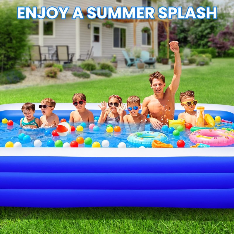 Extra Large Inflatable Pool for Adults 145 x 74 x 22 Oversized Blow Up Family gallery