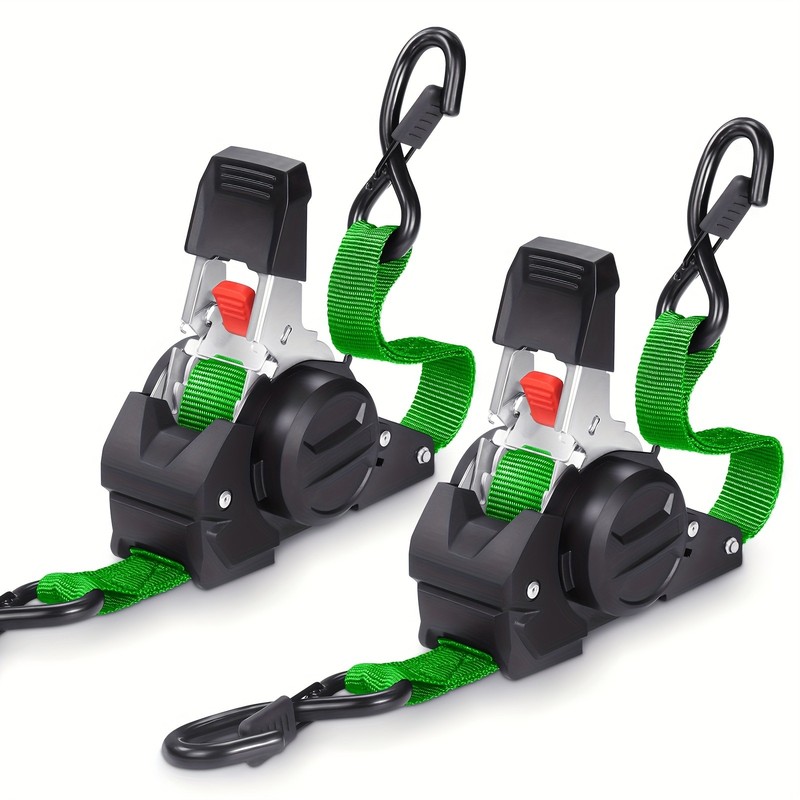 2/4-Pack 10FT Retractable Ratchet Tie-Down Straps | 1763LBS Heavy-Duty | S-Hook gallery