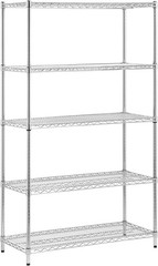 SHF-01441 Adjustable Storage Shelving Unit 800-Pounds Per Shelf Chrome 5-Tier