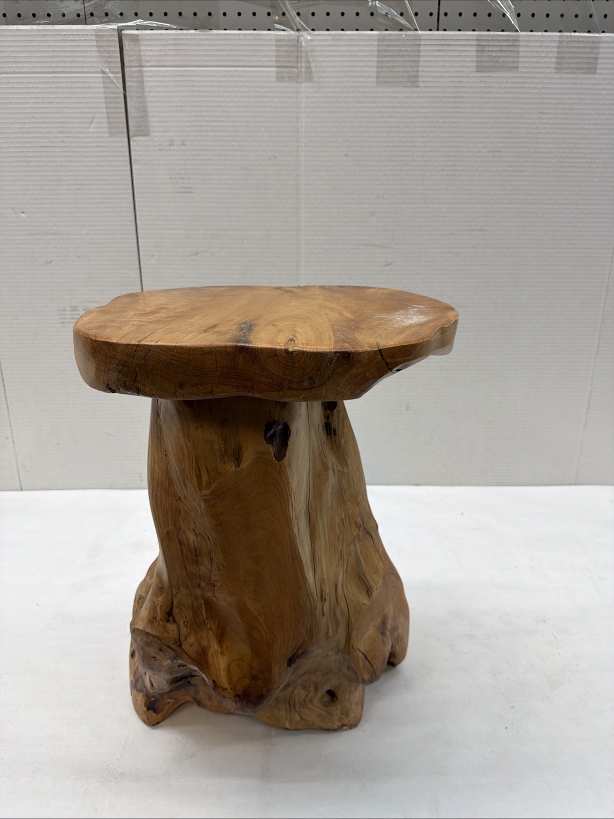 Tree Stump Stool, Handcrafted Teak Stool, Handcarved Wood Stool gallery