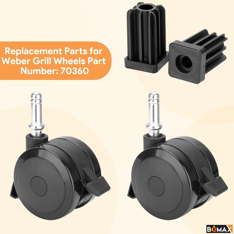 4 Pack Locking Casters Replacement for Weber Spirit Parts 2009-2012, 2007-2011 gallery