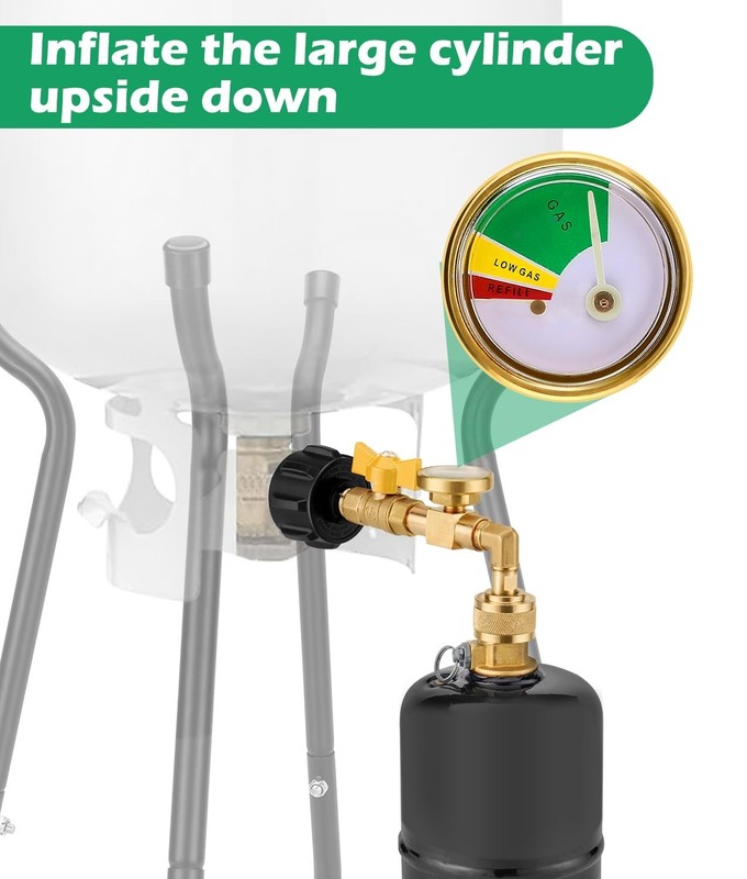 WADEO Propane Refill Adapter with Gauge and Valve for Fuel Keg 1lb Propane Tanks gallery