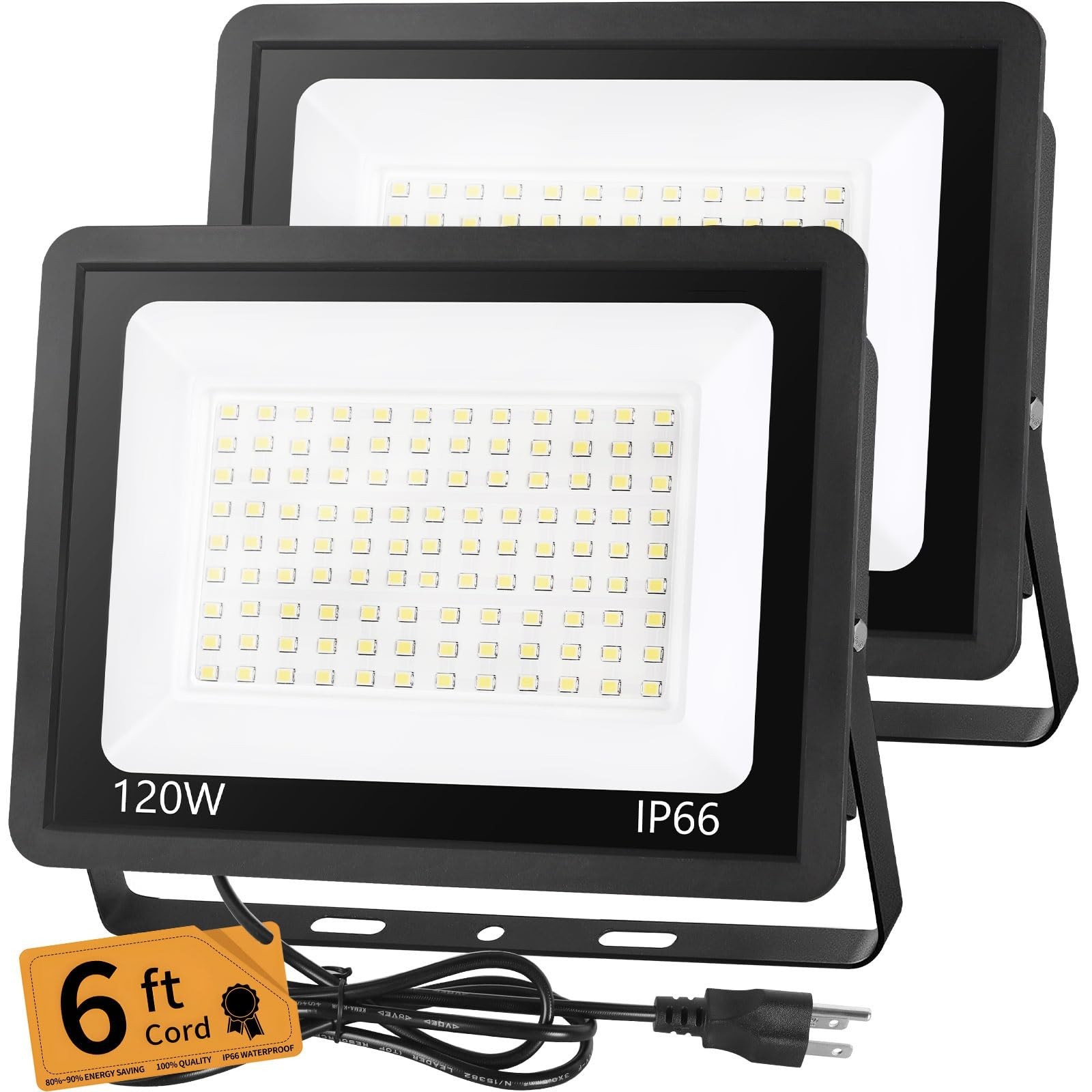 120W LED Flood Light Outdoor with 6ft Plug, 14400LM Brighter Exterior Securit... gallery