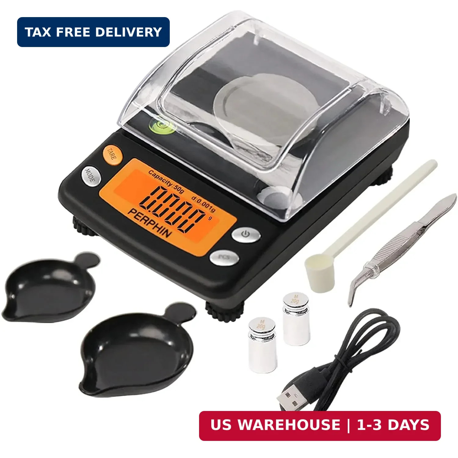Milligram Scale, Dual Powered, Large Display, mg Scale, Adjustable Feet, 50g x 0 gallery