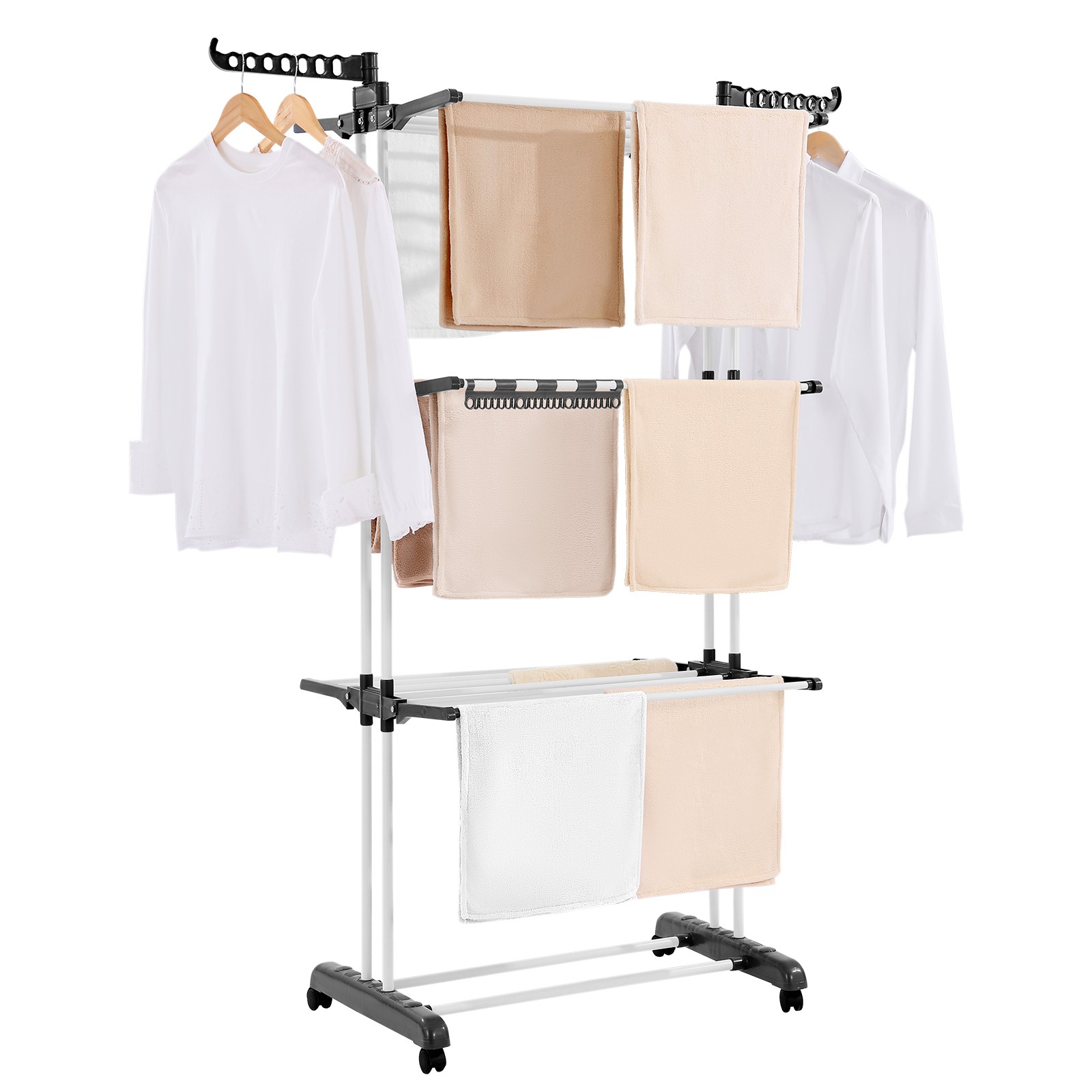 67.5“ Foldable Clothes Drying Rack Rolling Folding 4-Tier Dryer Hanger 4 Castors gallery