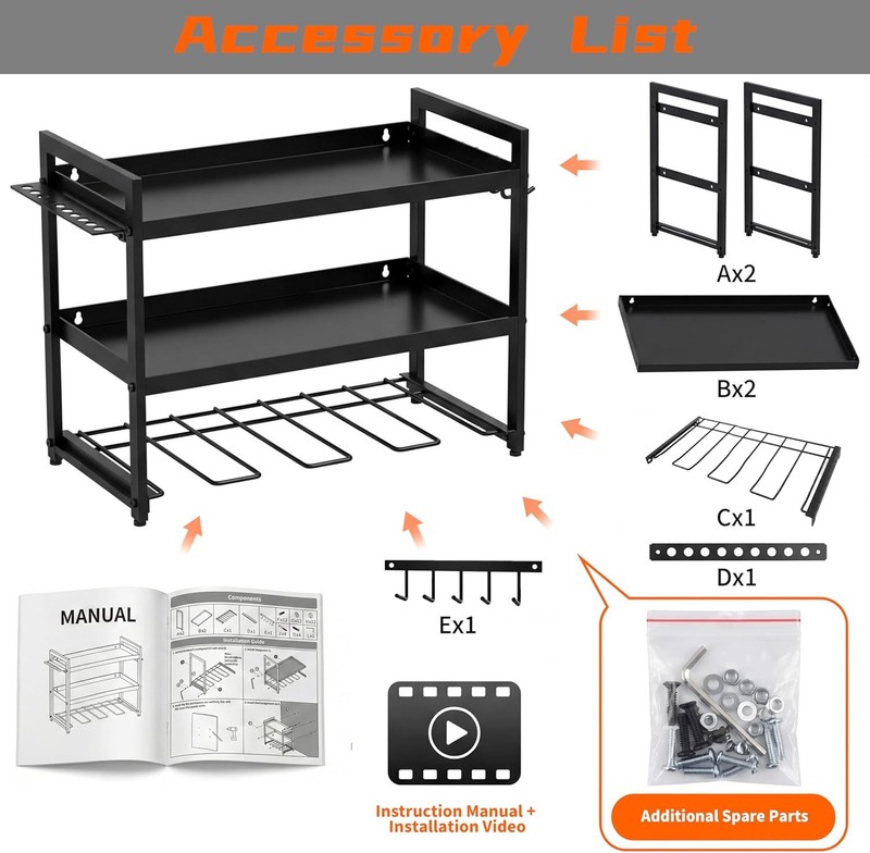 Wall Mounted Tool Organizer Drill Rack 3 Tier Storage Shelf 66lb Capacity gallery