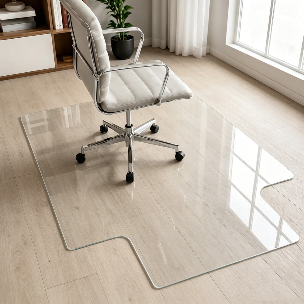 Clear Irregular Tempered Glass Chair Mat 36x47 Inch Ultra Thick Scratch gallery