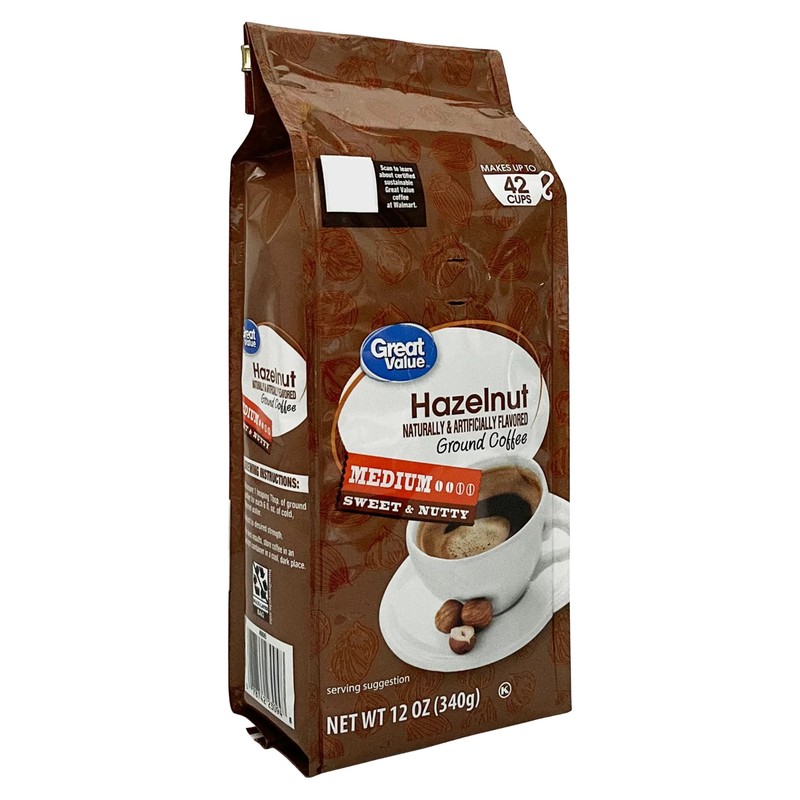 Great Value Hazelnut Medium Roast Ground Coffee, 12 oz Bag gallery
